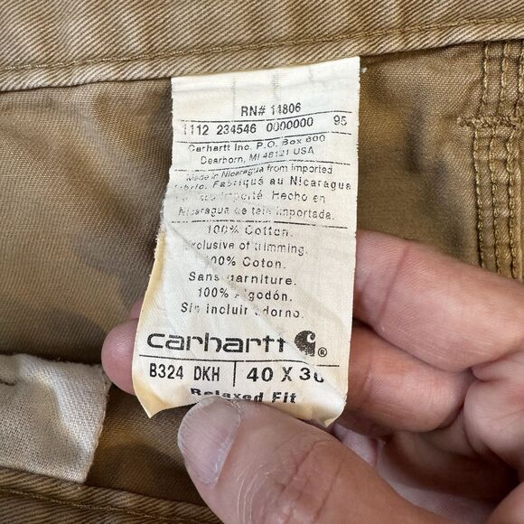 CARHARTT 40x30 Carpenter B324 DKH Relaxed Fit Twill Utitlity Work Pants Tan M - Picture 2 of 16